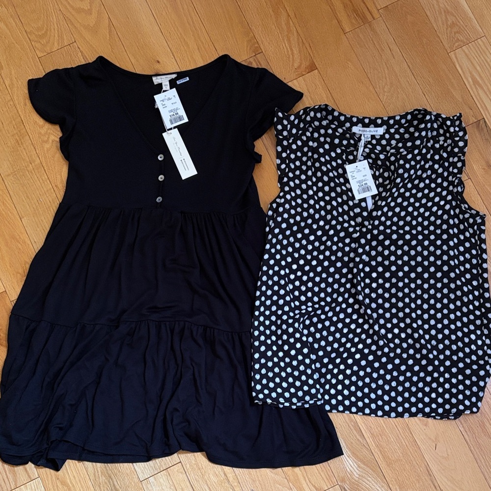 Black Dress and Polka Dot Blouse Set NWT